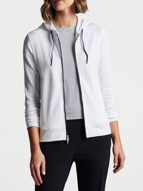 NWOT Peter Millar Women's French Terry Full Zip Hoodie White Golf Outdoor Large